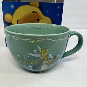 Disney Store Tinker Bell Mug Sugar & Spice Turquoise Green 16oz Tinkerbell